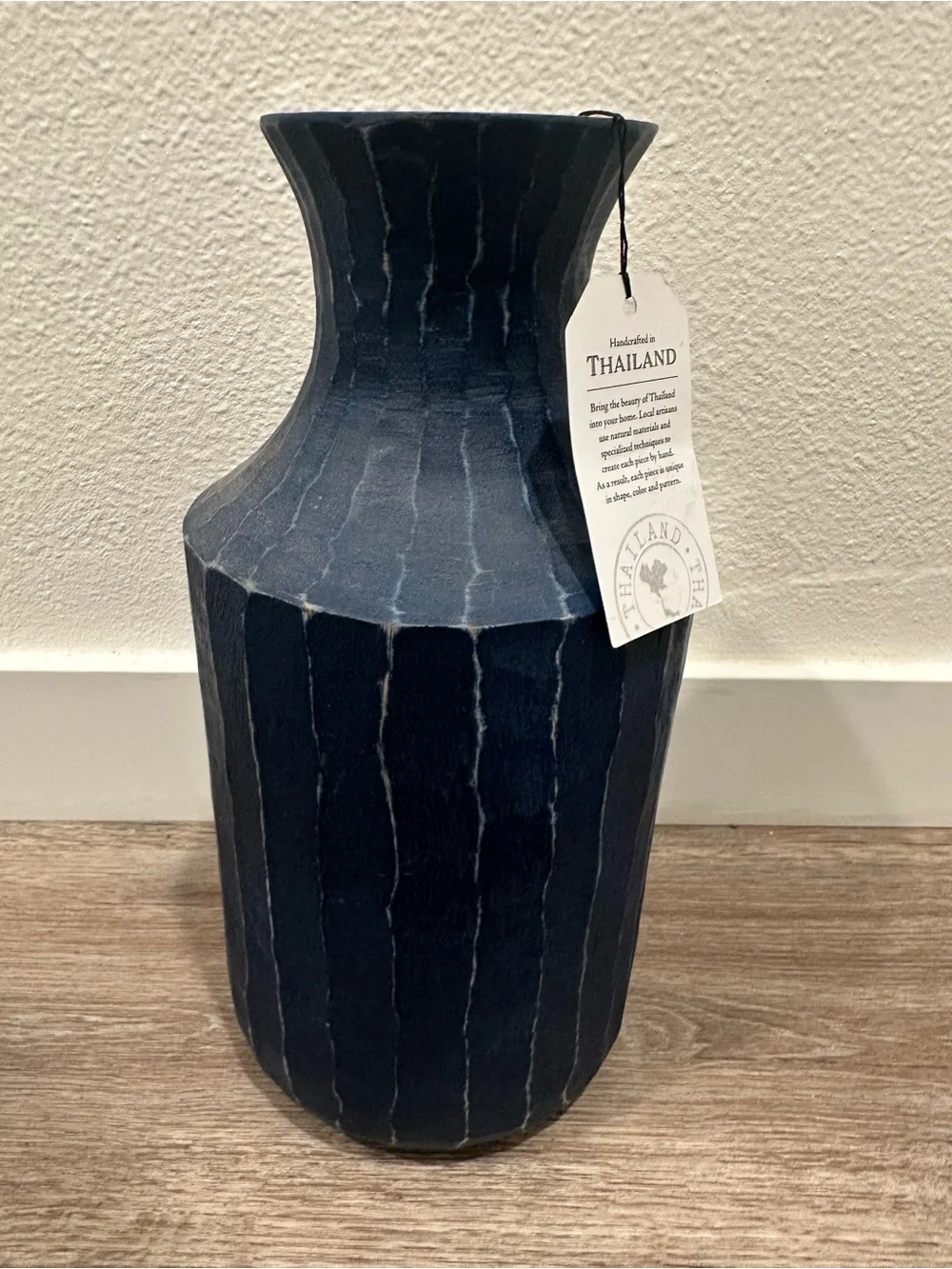 Handcrafted in Thailand Blue Vase